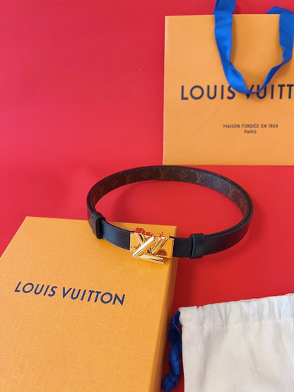 LV GO-14 20MM BELT IN BLACK CALFSKIN GOLD HARDWARE