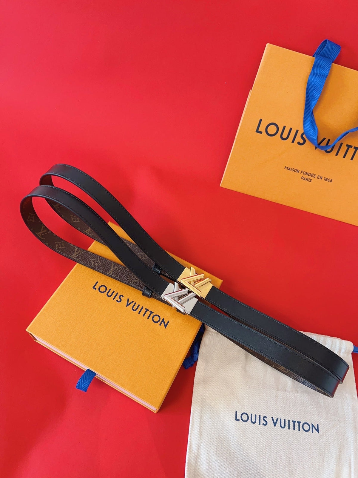LV GO-14 20MM BELT IN BLACK CALFSKIN SILVER HARDWARE