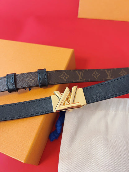 LV GO-14 20MM BELT IN BLACK CALFSKIN GOLD HARDWARE