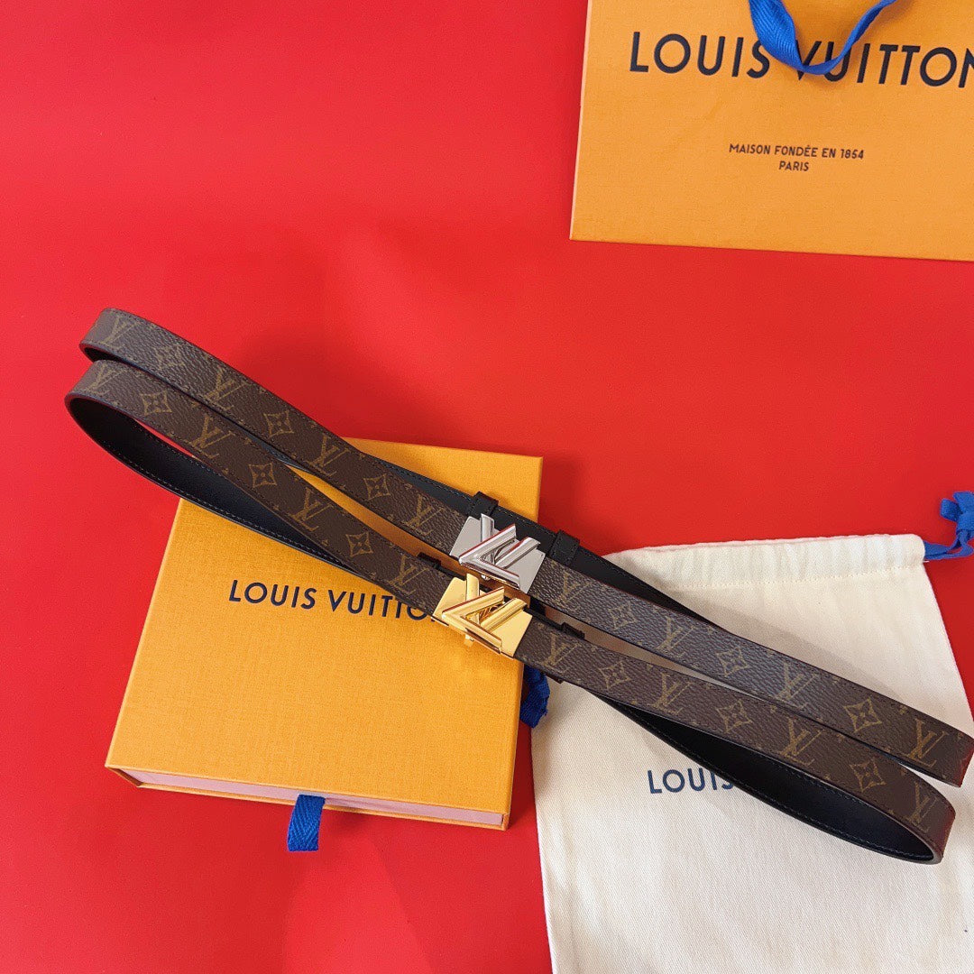 LV GO-14 20MM BELT IN BROWN MONOGRAM CALFSKIN SILVER HARDWARE