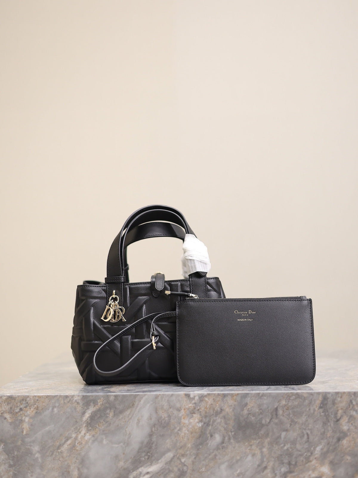MINI TOUJOURS BAG 23 IN BLACK CANNAGE GRAPHIC CALFSKIN