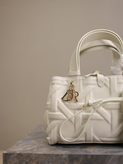 MINI TOUJOURS BAG 23 IN WHITE CANNAGE GRAPHIC CALFSKIN