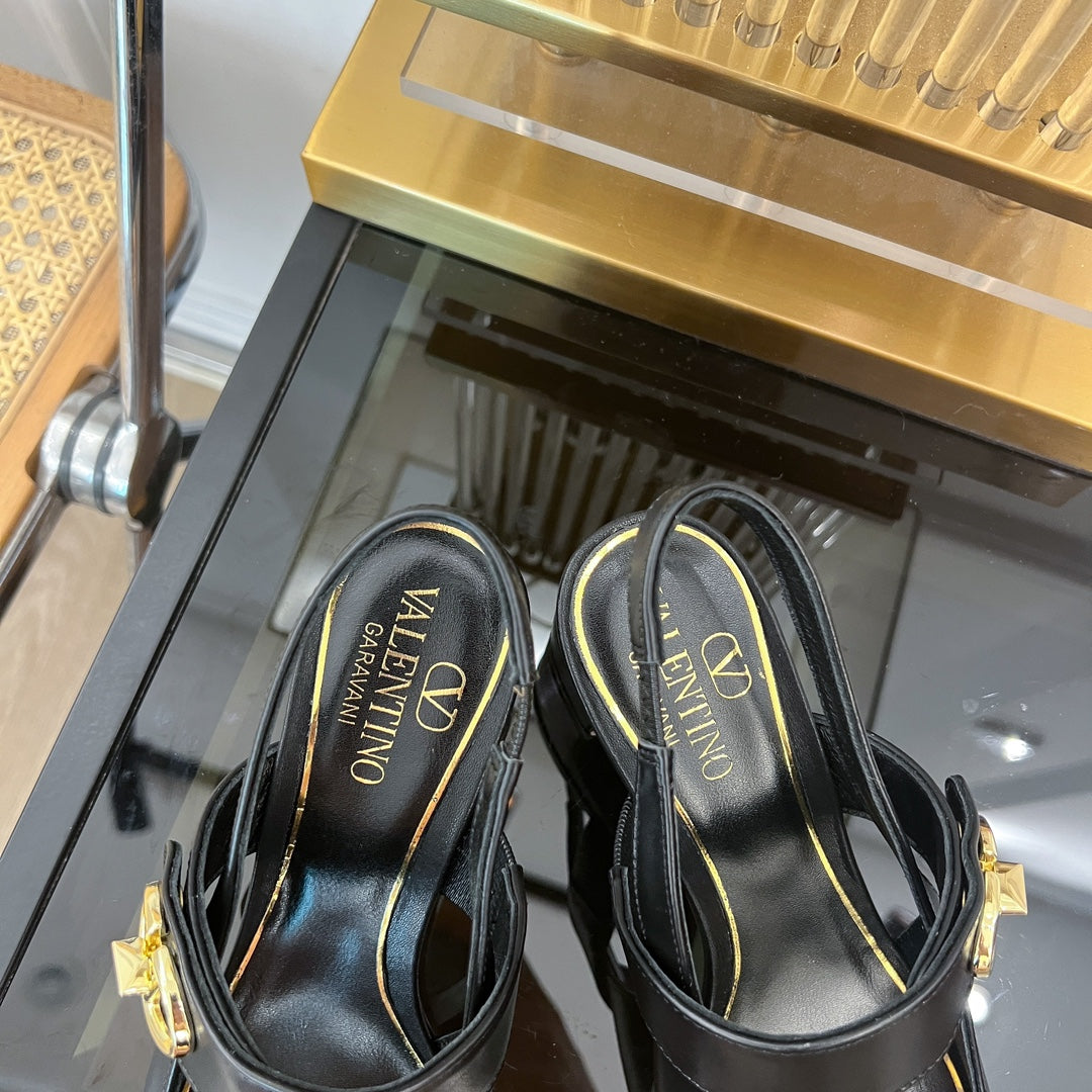 MARY-JANE VLOGO LOCKER SLINGBACK PUMPS BLACK SHEEPSKIN 60 MM