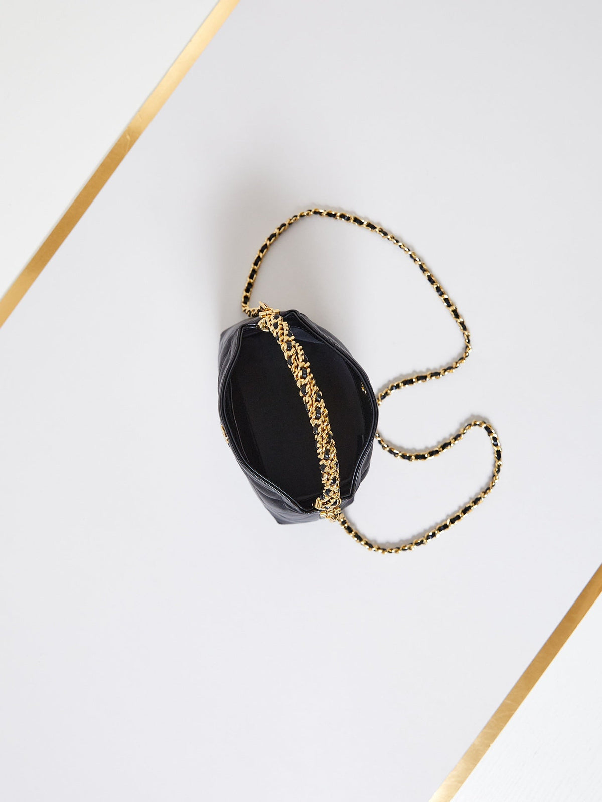 HOBO BAG 18 IN BLACK SOFT LAMBSKIN GOLD CHAIN