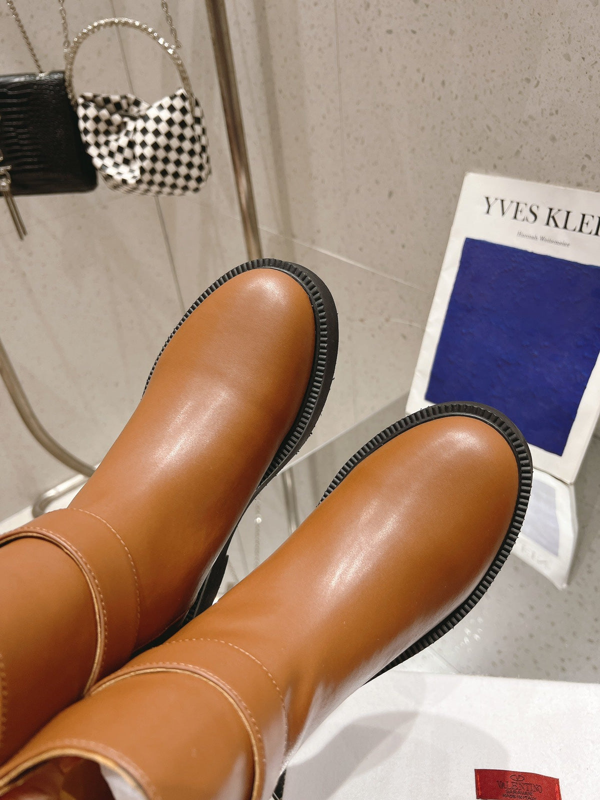 VLOGO LOCKER BRONZE BROWN CALFSKIN ANKLE BOOT 40MM