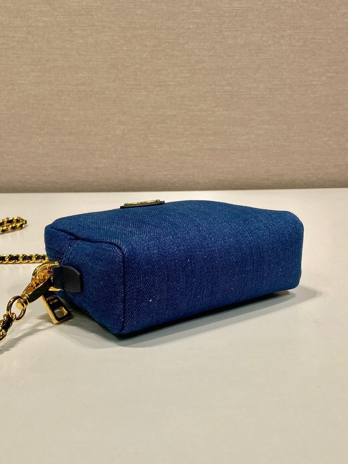 MINI BAG 14 IN AZURE BLUE DENIM GOLD HARDWARE