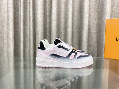 LV TRAINER SNEAKERS IN LIGHT PINK OMBRE MIX COLORFUL CALFSKIN