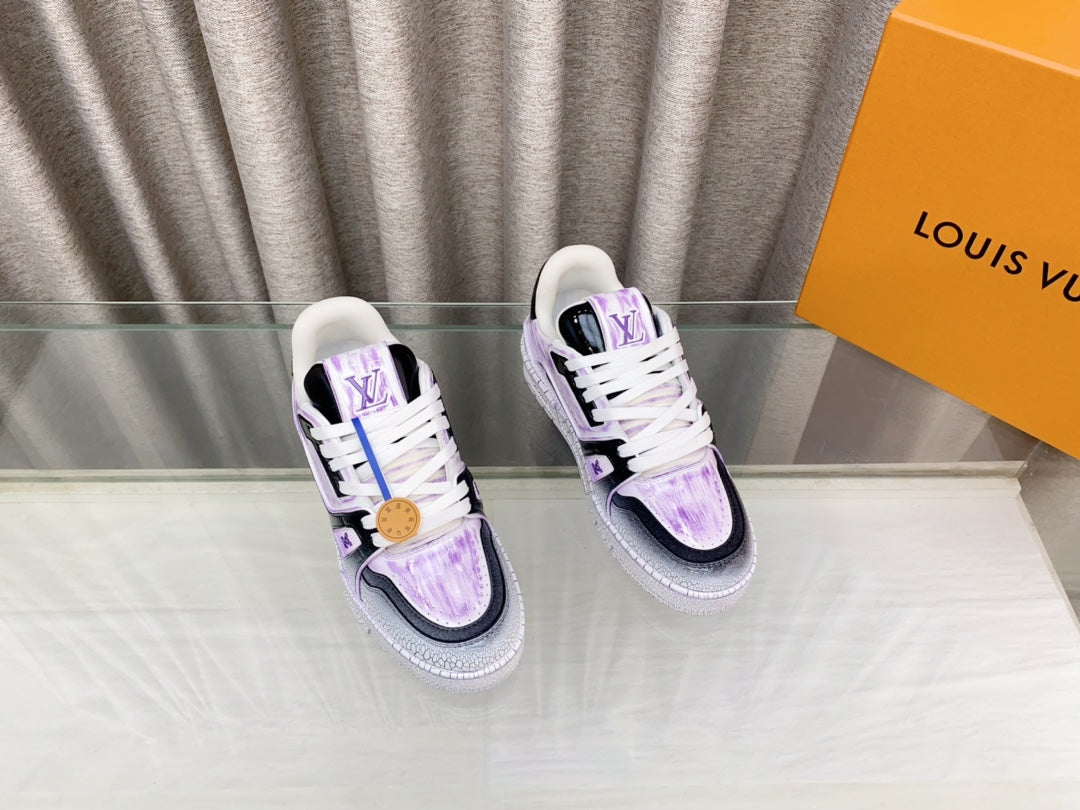 LV TRAINER SNEAKERS IN LIGHT PURPLE OMBRE MIX COLORFUL CALFSKIN