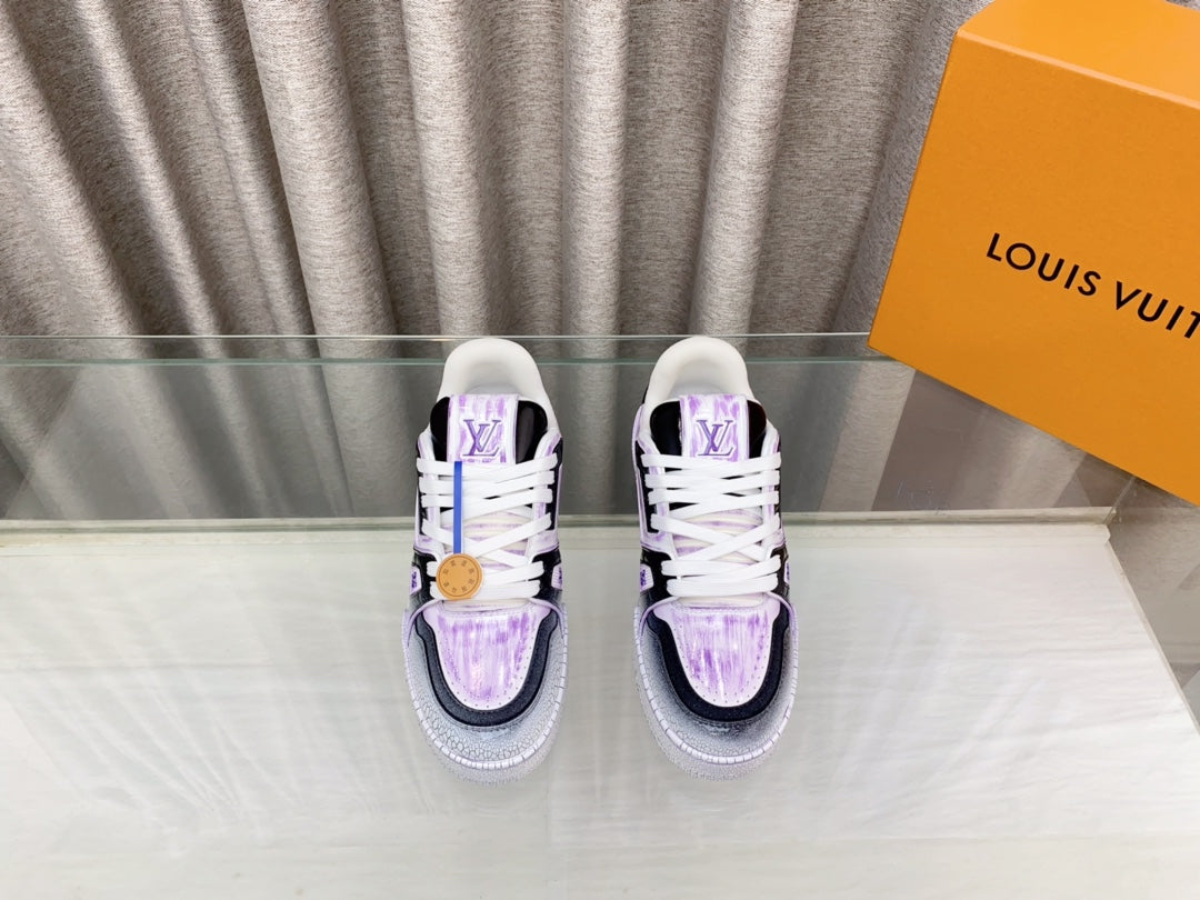 LV TRAINER SNEAKERS IN LIGHT PURPLE OMBRE MIX COLORFUL CALFSKIN