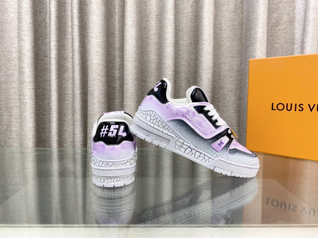LV TRAINER SNEAKERS IN LIGHT PURPLE OMBRE MIX COLORFUL CALFSKIN