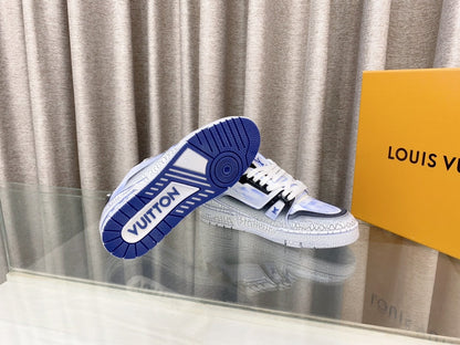 LV TRAINER SNEAKERS IN LIGHT BLUE OMBRE MIX COLORFUL CALFSKIN