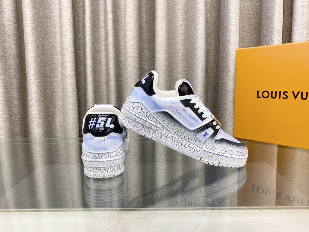 LV TRAINER SNEAKERS IN LIGHT BLUE OMBRE MIX COLORFUL CALFSKIN