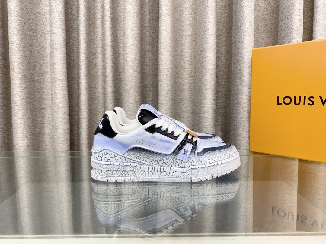 LV TRAINER SNEAKERS IN LIGHT BLUE OMBRE MIX COLORFUL CALFSKIN
