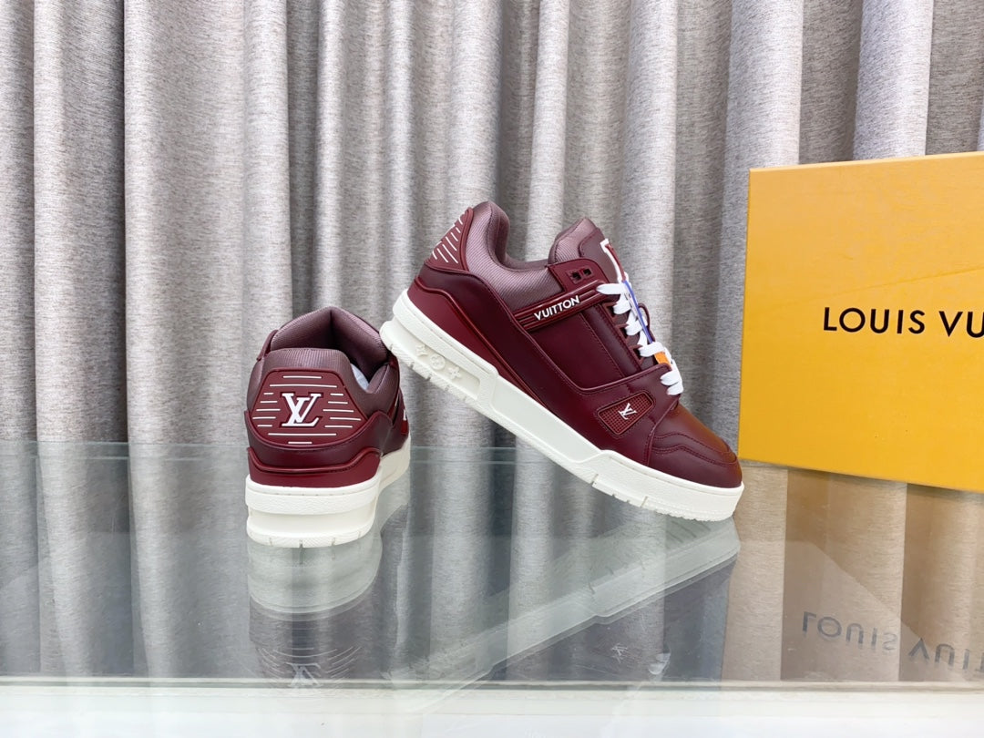 LV MAXI TRAINER IN GARNET RED CALFSKIN