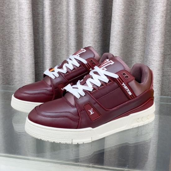 LV MAXI TRAINER IN GARNET RED CALFSKIN