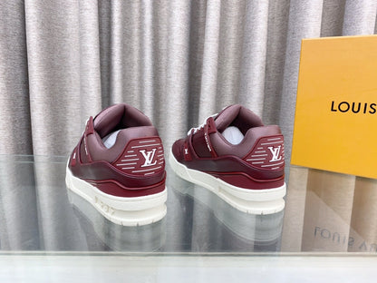 LV MAXI TRAINER IN GARNET RED CALFSKIN