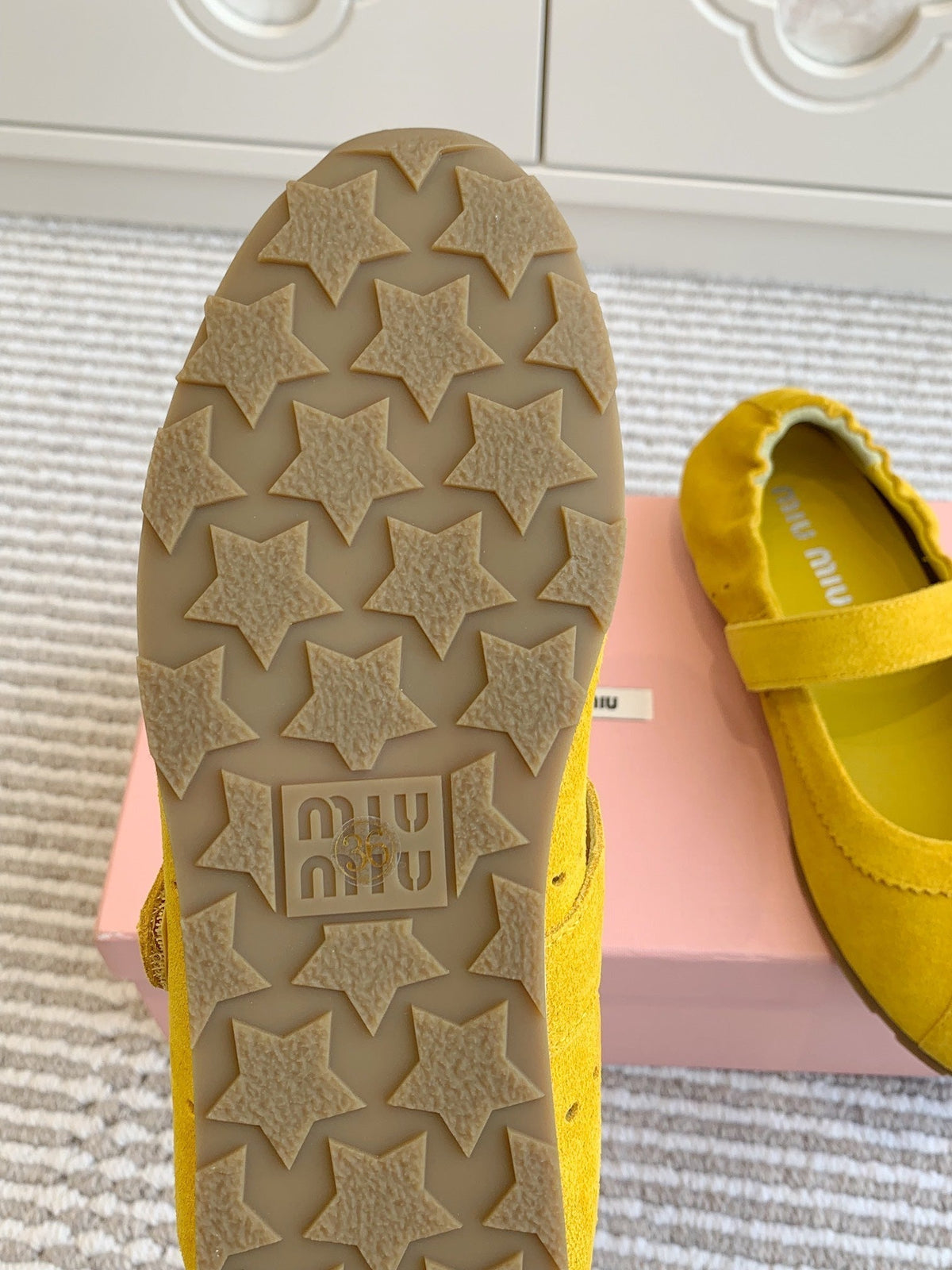 MARY JANE FLATS IN YELLOW SUEDE