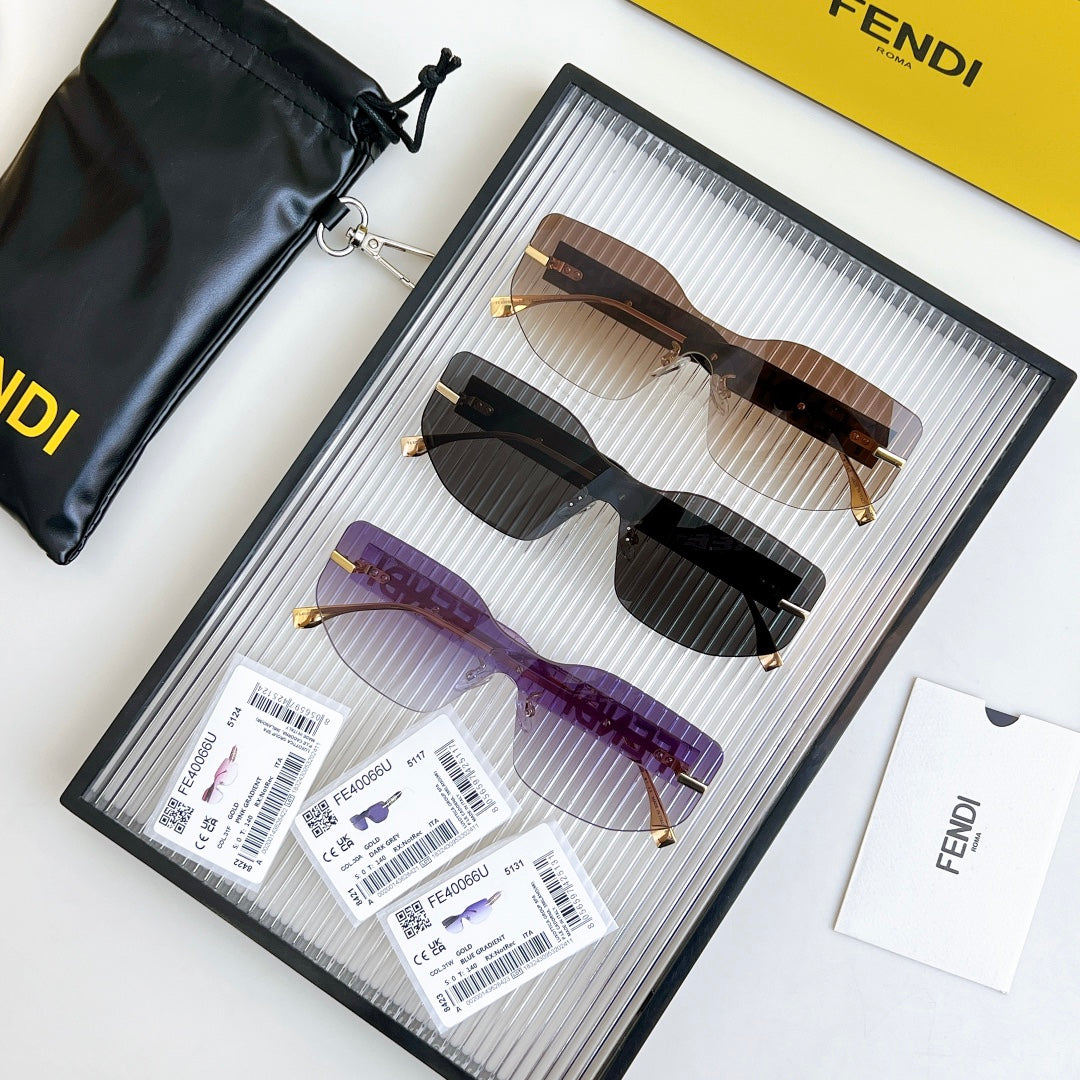 SQUARED RIMLESS VISOR SUNGLASSES FE40066U IN ACETATE AND METAL