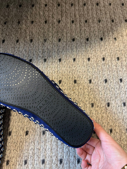 STRASS BALLET FLATS IN COBALT BLUE LAMBSKIN