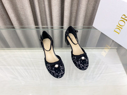 PEARL MARY JANE PUMP IN BLACK MIX WHITE TWEED 30 MM