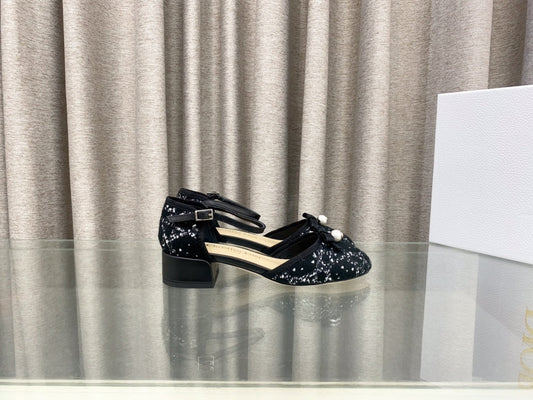 PEARL MARY JANE PUMP IN BLACK MIX WHITE TWEED 30 MM