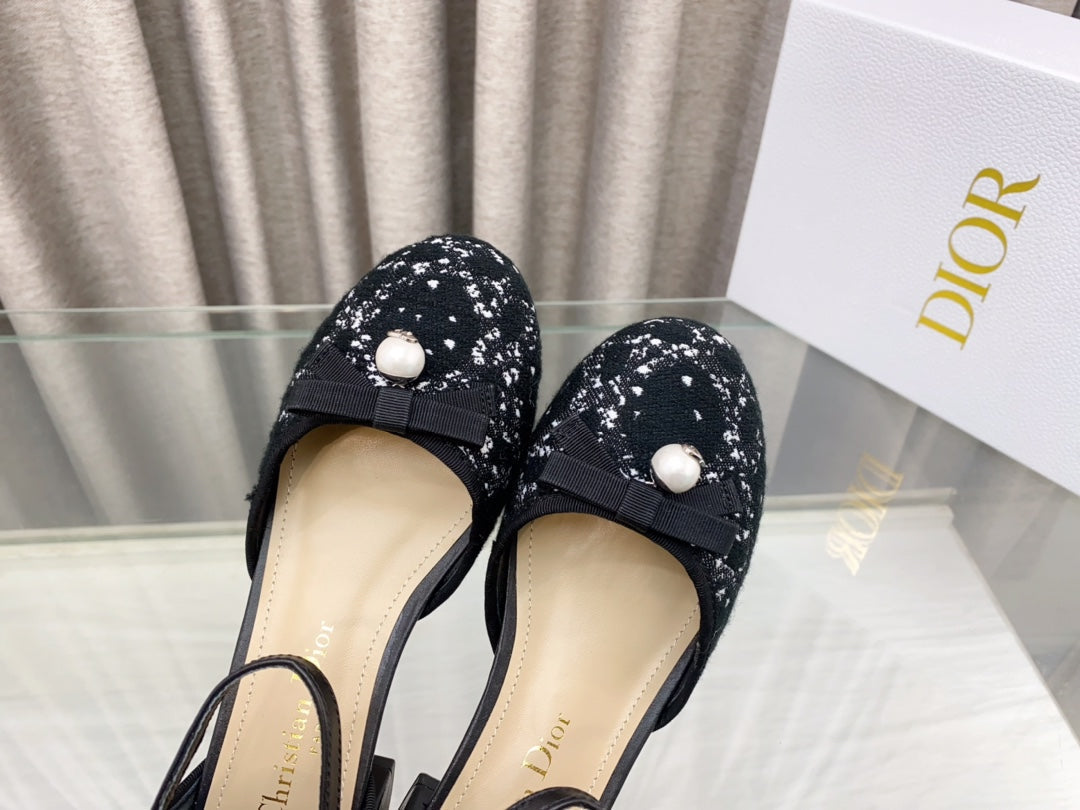 PEARL MARY JANE PUMP IN BLACK MIX WHITE TWEED 30 MM