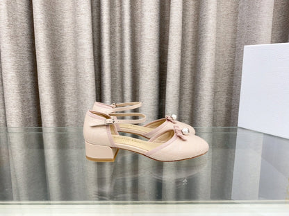 PEARL MARY JANE PUMP IN LIGHT PINK LAMBSKIN 30 MM
