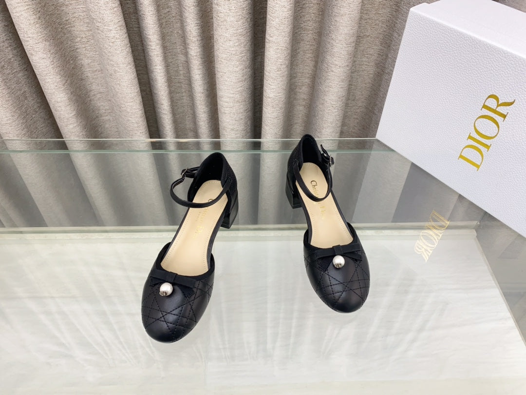 PEARL MARY JANE PUMP IN BLACK LAMBSKIN 30 MM