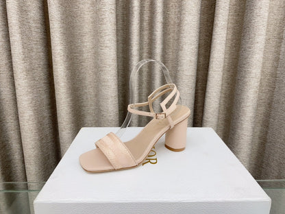 DWAY HIGH HEEL EMBROIDERED SANDAL LIGHT PINK CALFSKIN 75 MM