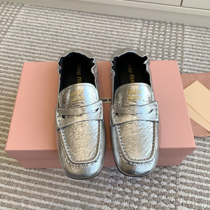 NAPPA LOAFERS IN SILVER METALLIC LAMBSKIN