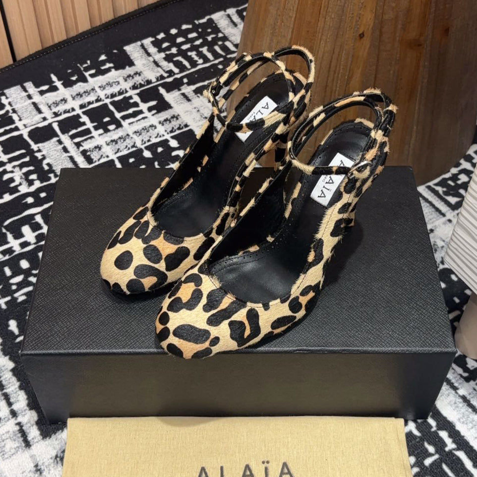 CRYSLEOPARD SLINGBACK HEEL IN PONY HAIR