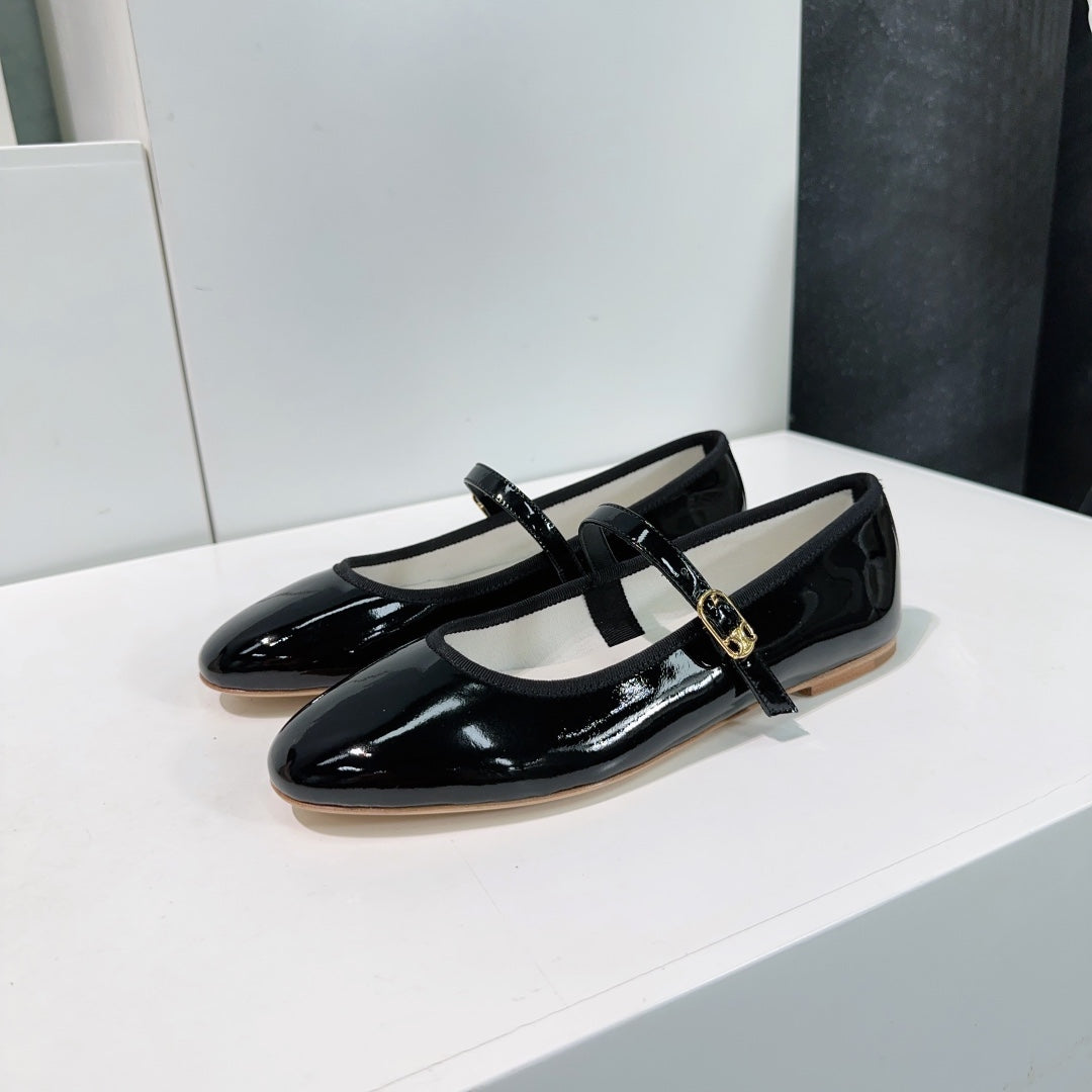MARRY JANE FLAT IN BLACK PATENT CALFSKIN
