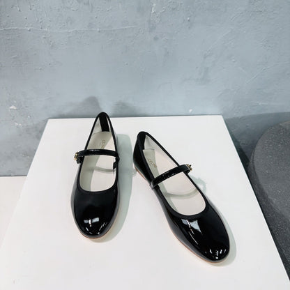 MARRY JANE FLAT IN BLACK PATENT CALFSKIN