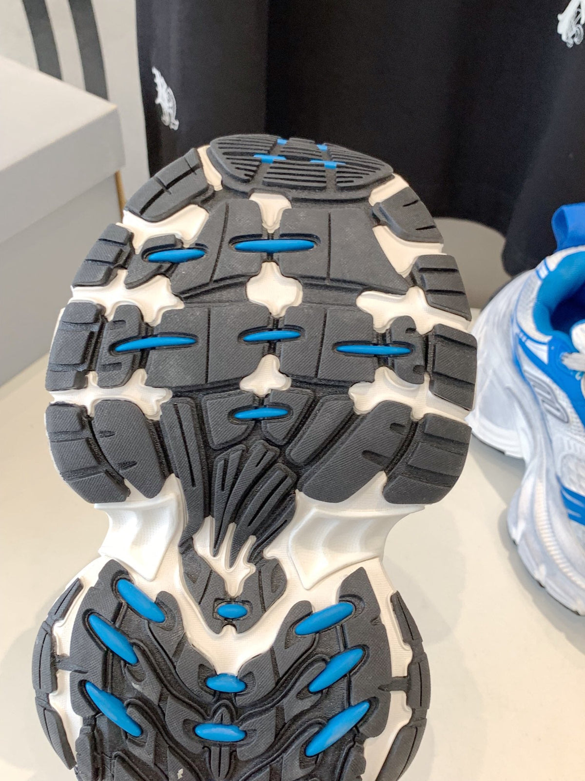 DAD SHOES IN WHITE MIX BLUE MESH AND CALFSKIN