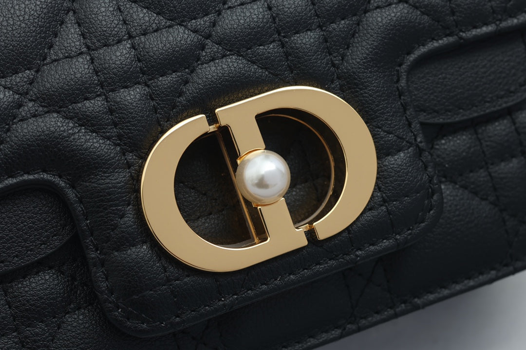 JOLIE TOP HANDLE BAG 19 IN BLACK CANNAGE CALFSKIN