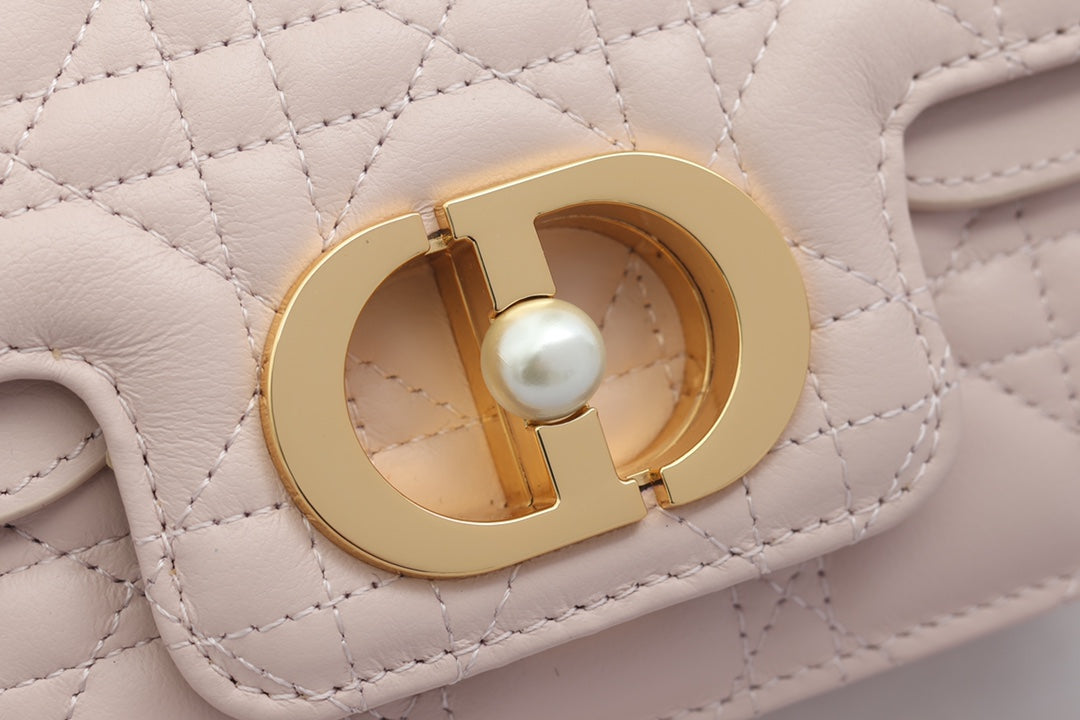 JOLIE TOP HANDLE BAG 19 IN PALE PINK CANNAGE CALFSKIN