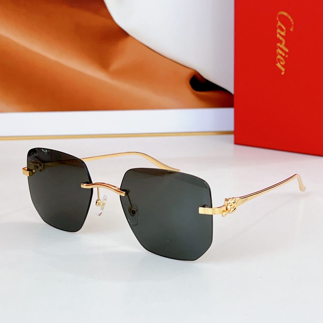 PANTHÈRE RIMLESS SQUARE FRAME SUNGLASSES CT0549S IN METAL