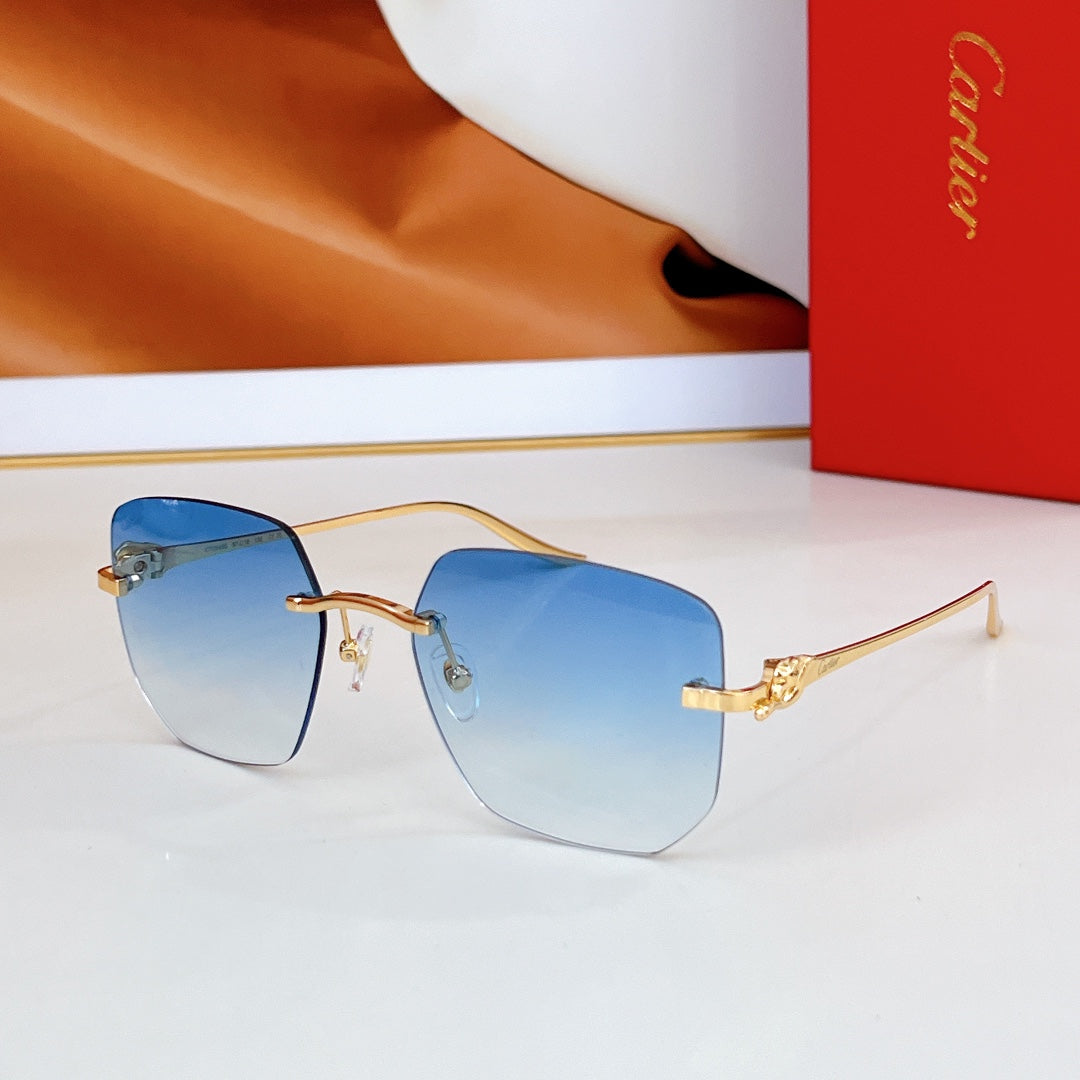 PANTHÈRE RIMLESS SQUARE FRAME SUNGLASSES CT0549S IN METAL