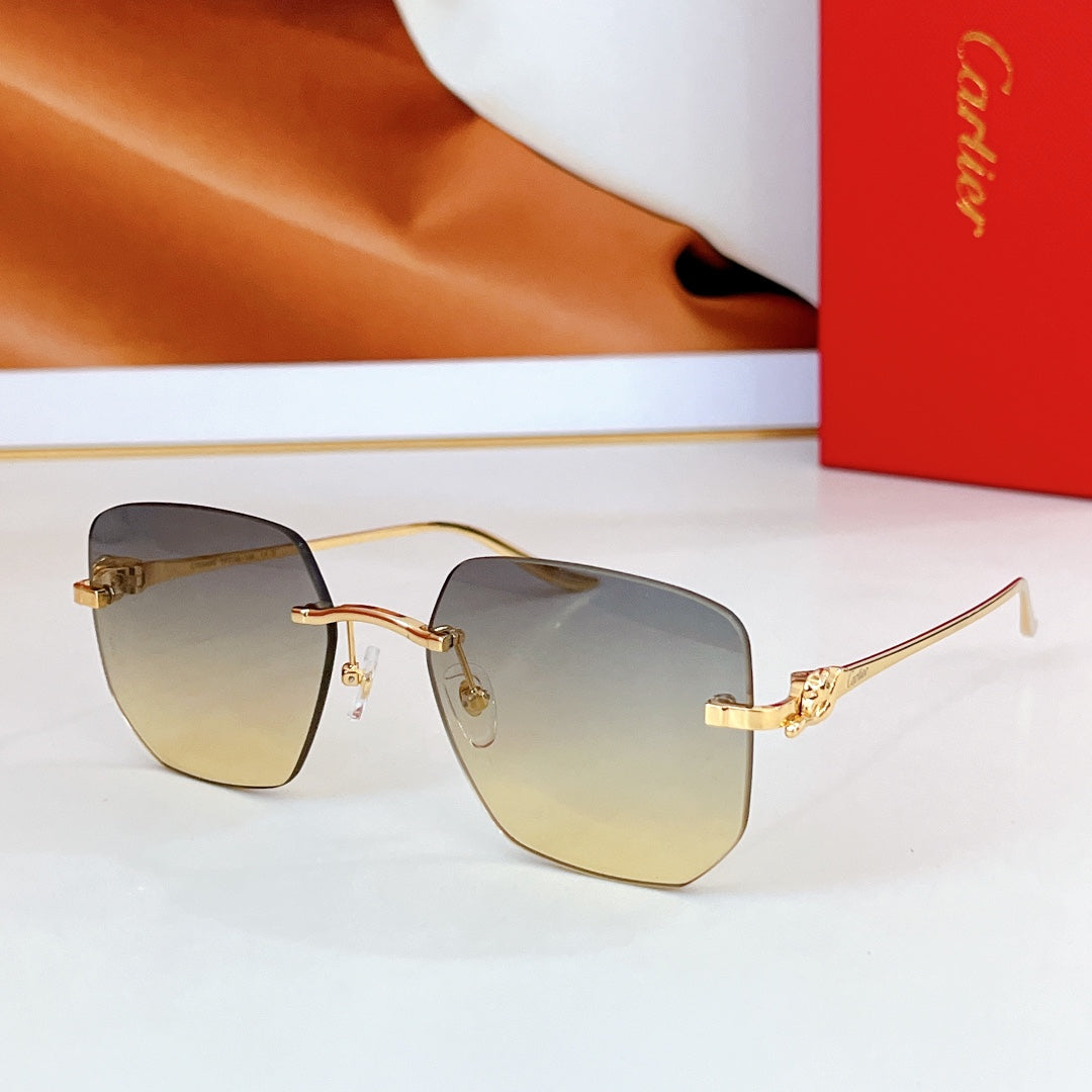 PANTHÈRE RIMLESS SQUARE FRAME SUNGLASSES CT0549S IN METAL
