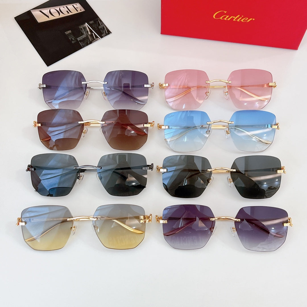 PANTHÈRE RIMLESS SQUARE FRAME SUNGLASSES CT0549S IN METAL