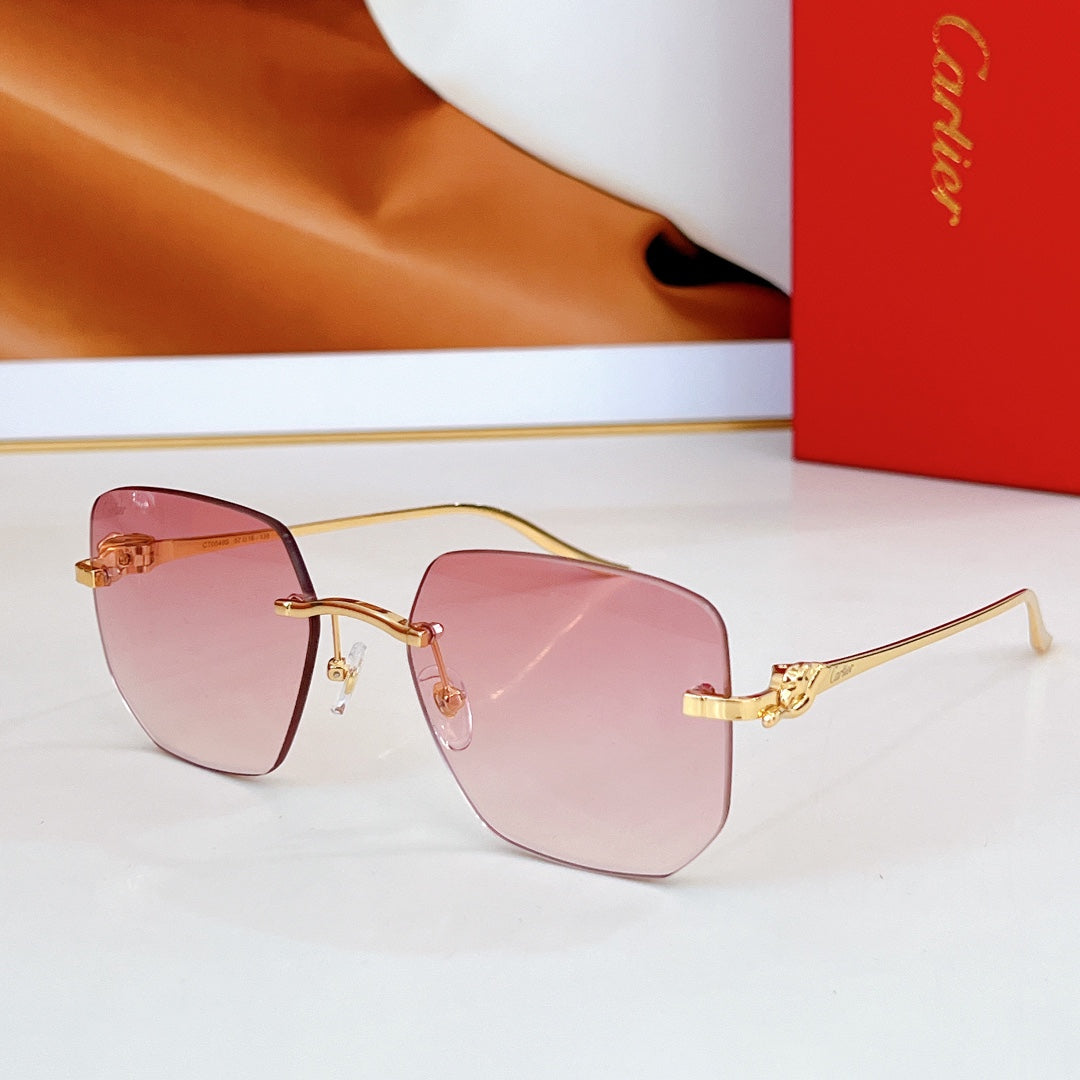PANTHÈRE RIMLESS SQUARE FRAME SUNGLASSES CT0549S IN METAL