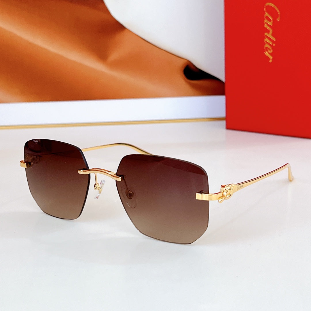 PANTHÈRE RIMLESS SQUARE FRAME SUNGLASSES CT0549S IN METAL