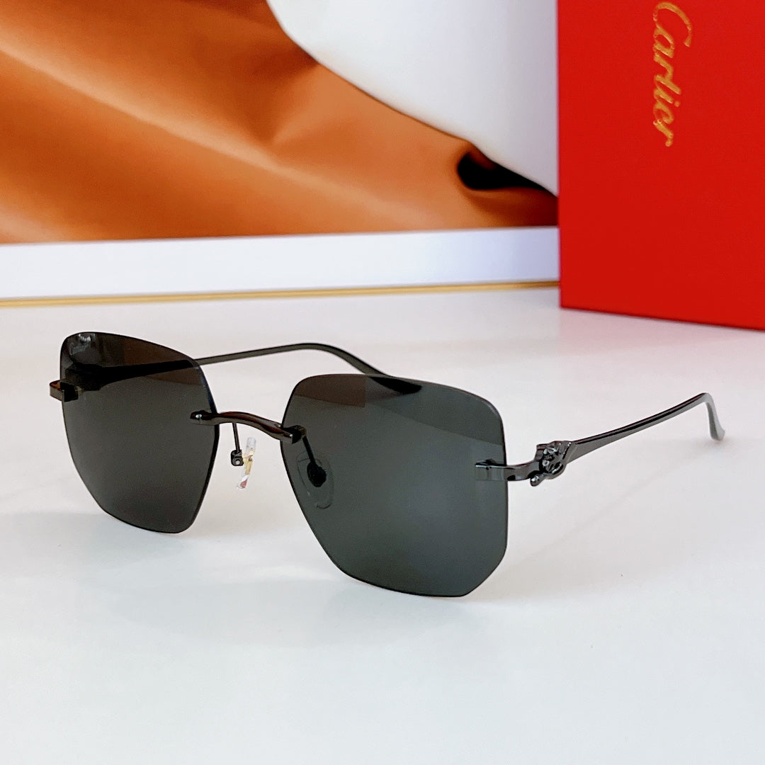 PANTHÈRE RIMLESS SQUARE FRAME SUNGLASSES CT0549S IN METAL