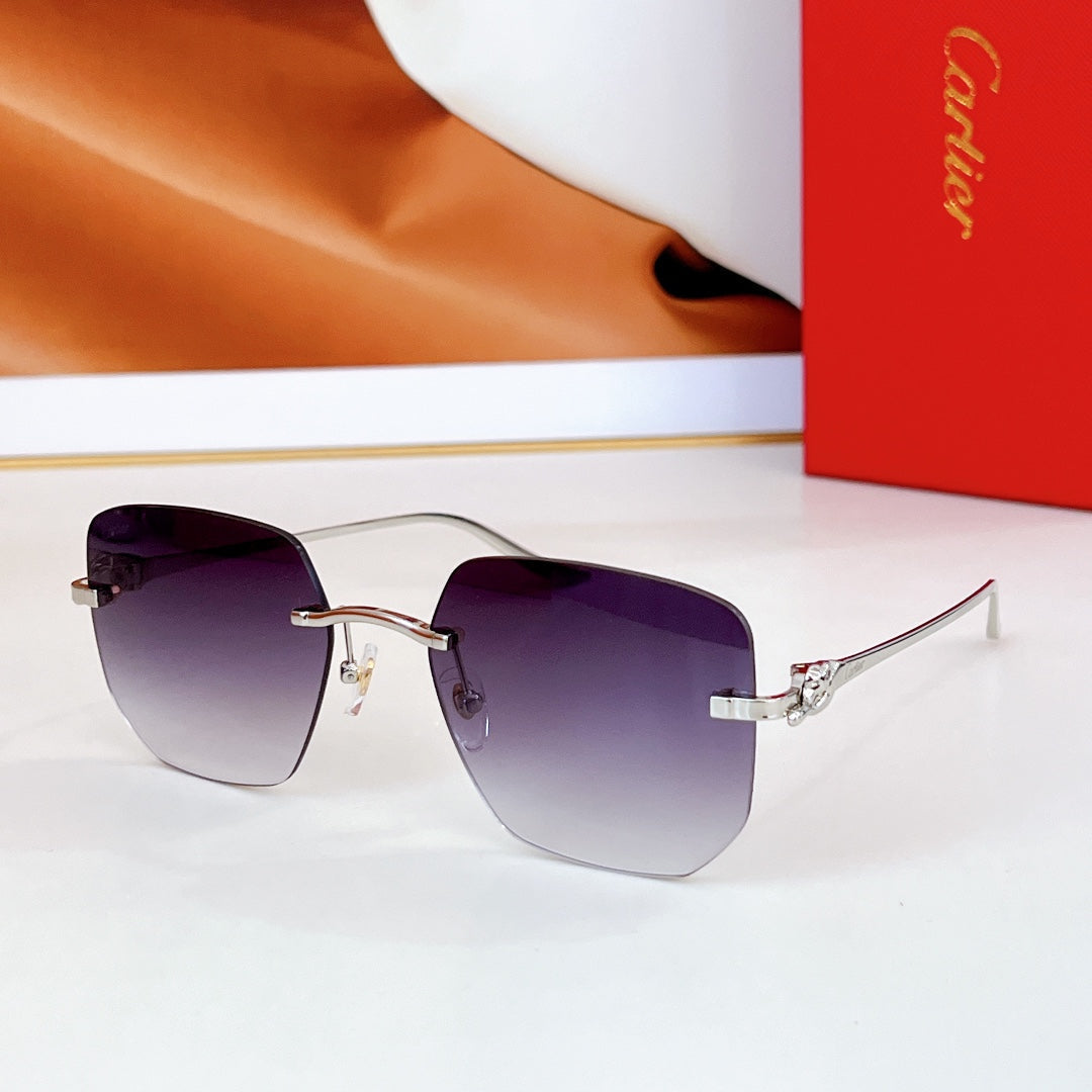PANTHÈRE RIMLESS SQUARE FRAME SUNGLASSES CT0549S IN METAL