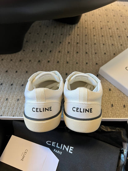 TRAINER LOW LACE-UP SNEAKER IN WHITE MIX BEIGE CANVAS