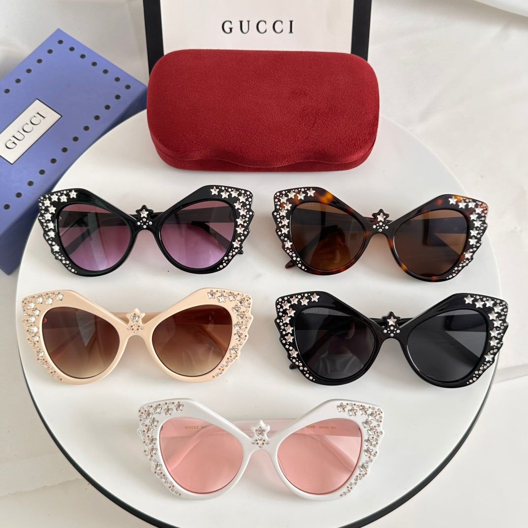 CRYSTAL STUDDED CAT-EYE FRAME SUNGLASSES GG1095S IN ACETATE