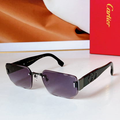 PANTHÈRE RIMLESS RECTANGULAR FRAME SUNGLASSES CT0637S IN METAL