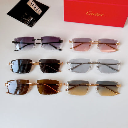 PANTHÈRE RIMLESS RECTANGULAR FRAME SUNGLASSES CT0682S IN METAL