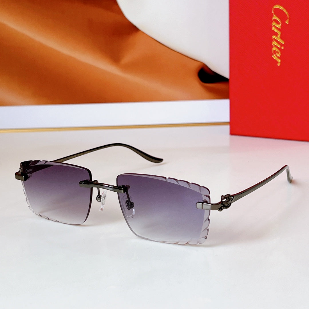 PANTHÈRE RIMLESS RECTANGULAR FRAME SUNGLASSES CT0682S IN METAL