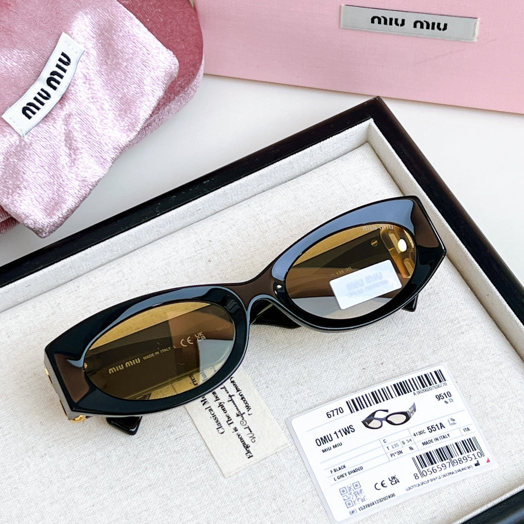 LOGO SMU 11WS SUNGLASSES 575894 IN BLACK ACETATE BROWN LENS